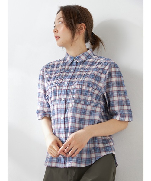 McGREGOR(マックレガー)の「ギャザーチェックシャツ(シャツ/ブラウス・レディース・ブラウン/レッド/アクア・M/L)」の4枚目の写真