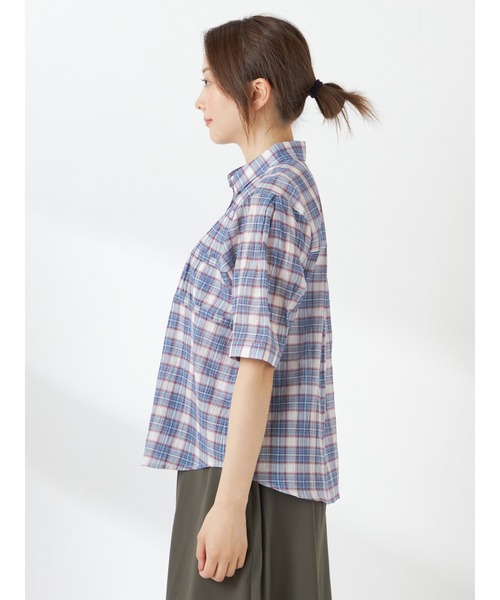 McGREGOR(マックレガー)の「ギャザーチェックシャツ(シャツ/ブラウス・レディース・ブラウン/レッド/アクア・M/L)」の6枚目の写真