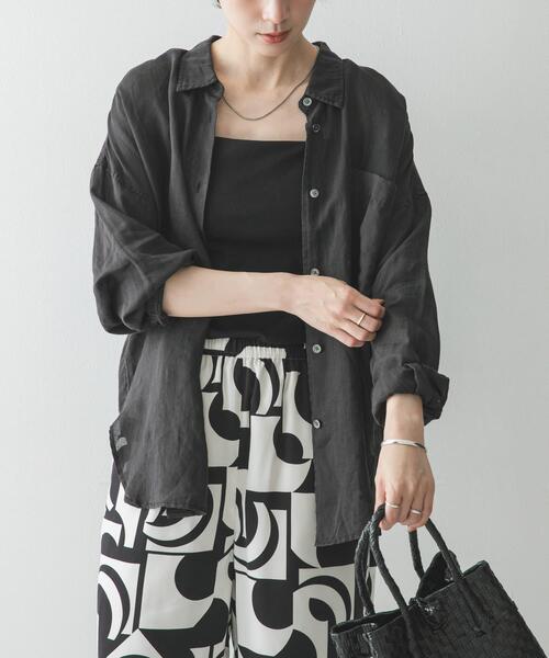 URBAN RESEARCH(アーバンリサーチ)の「ガーメントダイラミーオーバーシャツ(シャツ/ブラウス・レディース・ピンク/ライトブルー/ブラック・FREE)」の4枚目の写真