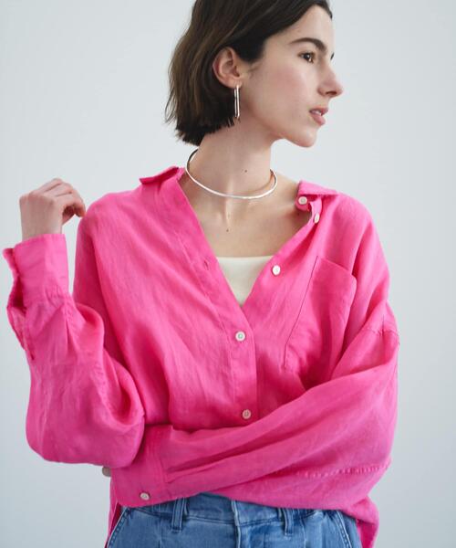 URBAN RESEARCH(アーバンリサーチ)の「ガーメントダイラミーオーバーシャツ(シャツ/ブラウス・レディース・ピンク/ライトブルー/ブラック・FREE)」の20枚目の写真