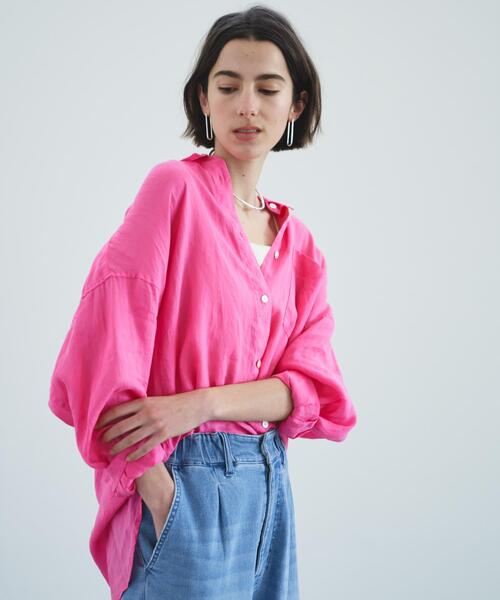 URBAN RESEARCH(アーバンリサーチ)の「ガーメントダイラミーオーバーシャツ(シャツ/ブラウス・レディース・ピンク/ライトブルー/ブラック・FREE)」の21枚目の写真