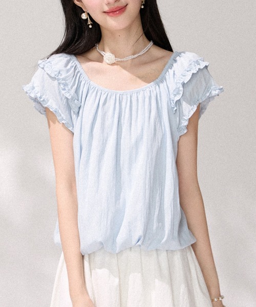 AMAJI(アマジ)の「メローフリル フレアスリーブ トップス(その他トップス・レディース・ライトブルー・X-LARGE/LARGE/MEDIUM/SMALL)」の2枚目の写真