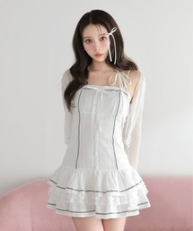 Tiered ribbon ensemble onepiece エムミーエメ セール】Side ribbon tiered onepiece（ワンピース）｜M me eme