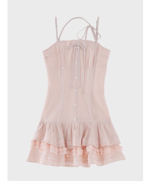 Cotton lace ribbon cami mini onepiece(eme11040)（ワンピース）｜M