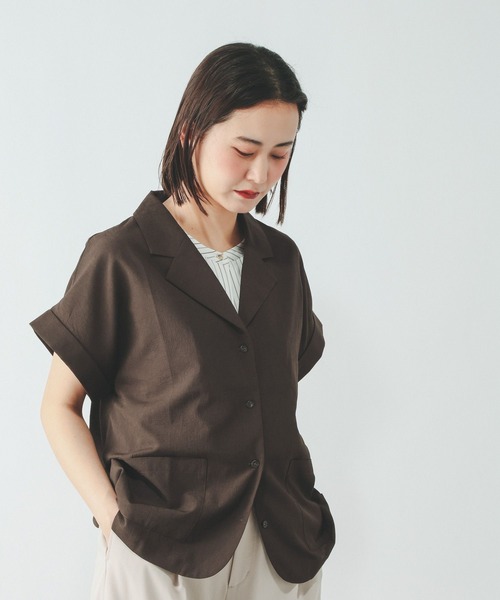 GLOBAL WORK(グローバルワーク)の「Airy Breezeシャツジャケット/645120(シャツ/ブラウス・レディース・ダークグレー/ブラウン系その他6/グレイッシュベージュ・MEDIUM/LARGE)」の1枚目の写真