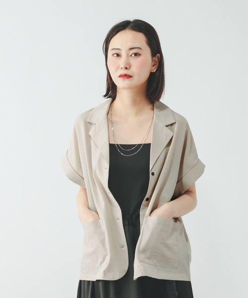 GLOBAL WORK(グローバルワーク)の「Airy Breezeシャツジャケット/645120(シャツ/ブラウス・レディース・ダークグレー/ブラウン系その他6/グレイッシュベージュ・MEDIUM/LARGE)」の13枚目の写真