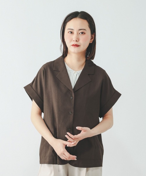 GLOBAL WORK(グローバルワーク)の「Airy Breezeシャツジャケット/645120(シャツ/ブラウス・レディース・ダークグレー/ブラウン系その他6/グレイッシュベージュ・MEDIUM/LARGE)」の10枚目の写真