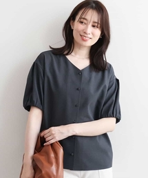 パフスリーブVネックブラウス/UVカット/洗濯機で洗える/WEB限定サイズあり/セットアップ対応可
