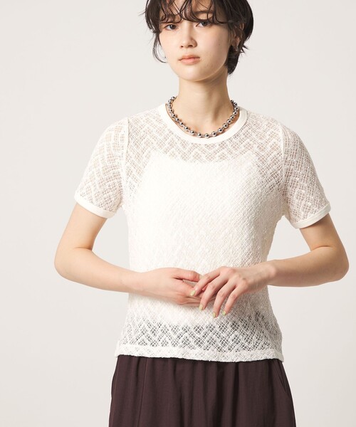 CITEN(シテン)の「<CITEN>カットレースハーフスリーブT(Tシャツ/カットソー・レディース・ホワイト/ブラック・FREE)」の19枚目の写真
