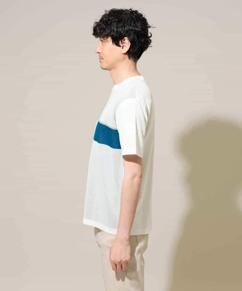 a.v.v(アーヴェヴェ)の「【一枚で着映える夏カットソー】マエミニットキリカエカットソー【洗濯機で洗える】(Tシャツ/カットソー・メンズ・グリーン/サンドベージュ・48/46)」の14枚目の写真