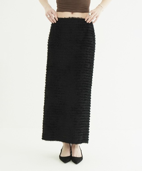 CLANE（クラネ）の「FEATHER STRAIGHT SKIRT（スカート・レディース・ブラック/アイボリー・2/1/0）」の14枚目の写真