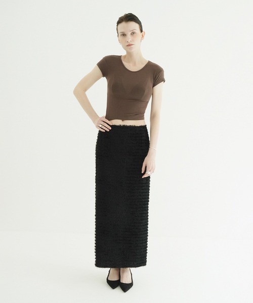 CLANE（クラネ）の「FEATHER STRAIGHT SKIRT（スカート・レディース・ブラック/アイボリー・2/1/0）」の16枚目の写真