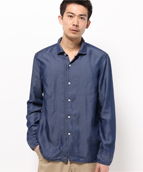 MORGAN HOMME（モルガンオム）の「テンセルデニムシャツ（シャツ/ブラウス・メンズ・ネイビー/ブルー・LARGE/MEDIUM/SMALL/X-LARGE）」の10枚目の写真