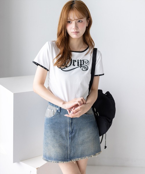 clear（クリア）の「接触冷感サイドシャーリングTシャツ［骨格ストレート／韓国ファッション／Y2K／ストリート］（Tシャツ/カットソー・レディース・ブラック/オフホワイト/ピンク・F）」の8枚目の写真