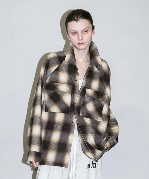 my beautiful landlet(マイビューティフルランドレット)の「【my beautiful landlet】 BRUSHED CHECK RAGLAN BIG SHIRT(シャツ/ブラウス・メンズ・イエロー/ピンク/グリーン/ブラウン・1/0)」の2枚目の写真