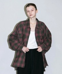 【my beautiful landlet】 BRUSHED CHECK RAGLAN BIG SHIRT