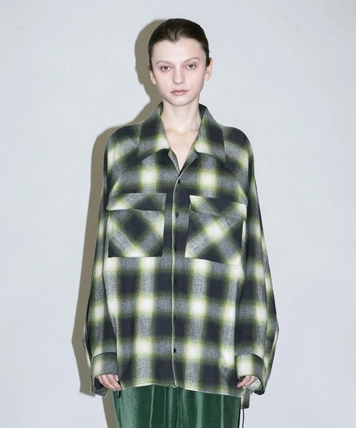 my beautiful landlet(マイビューティフルランドレット)の「【my beautiful landlet】 BRUSHED CHECK RAGLAN BIG SHIRT(シャツ/ブラウス・メンズ・イエロー/ピンク/グリーン/ブラウン・1/0)」の3枚目の写真