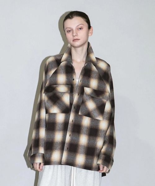 my beautiful landlet(マイビューティフルランドレット)の「【my beautiful landlet】 BRUSHED CHECK RAGLAN BIG SHIRT(シャツ/ブラウス・メンズ・イエロー/ピンク/グリーン/ブラウン・1/0)」の6枚目の写真