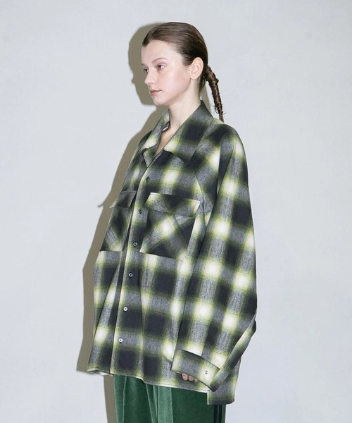 my beautiful landlet(マイビューティフルランドレット)の「【my beautiful landlet】 BRUSHED CHECK RAGLAN BIG SHIRT(シャツ/ブラウス・メンズ・イエロー/ピンク/グリーン/ブラウン・1/0)」の9枚目の写真