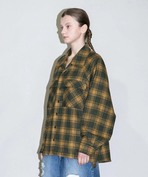 my beautiful landlet(マイビューティフルランドレット)の「【my beautiful landlet】 BRUSHED CHECK RAGLAN BIG SHIRT(シャツ/ブラウス・メンズ・イエロー/ピンク/グリーン/ブラウン・1/0)」の11枚目の写真