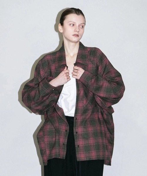 my beautiful landlet(マイビューティフルランドレット)の「【my beautiful landlet】 BRUSHED CHECK RAGLAN BIG SHIRT(シャツ/ブラウス・メンズ・イエロー/ピンク/グリーン/ブラウン・1/0)」の13枚目の写真