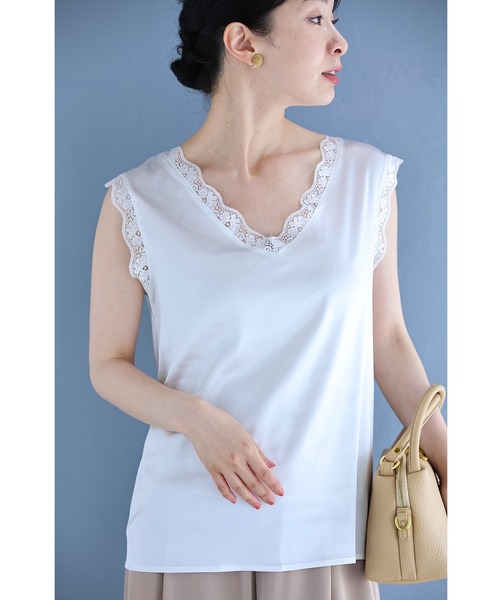 cawaii(カワイイ)の「伸びるサテン カットソートップス(タンクトップ・レディース・ホワイト/ブラック・L/XL/M)」の13枚目の写真