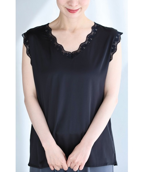 cawaii(カワイイ)の「伸びるサテン カットソートップス(タンクトップ・レディース・ホワイト/ブラック・L/XL/M)」の9枚目の写真