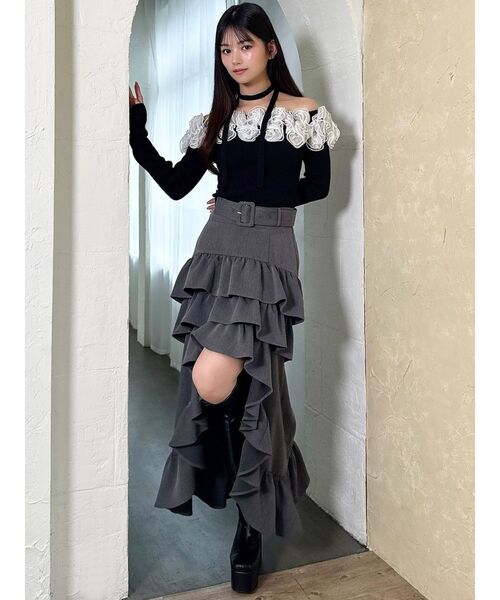 RESEXXY(リゼクシー)の「モチーフチョーカーニットトップス(ニット/セーター・レディース・カーキ/ホワイト/ブラック・FREE)」の13枚目の写真
