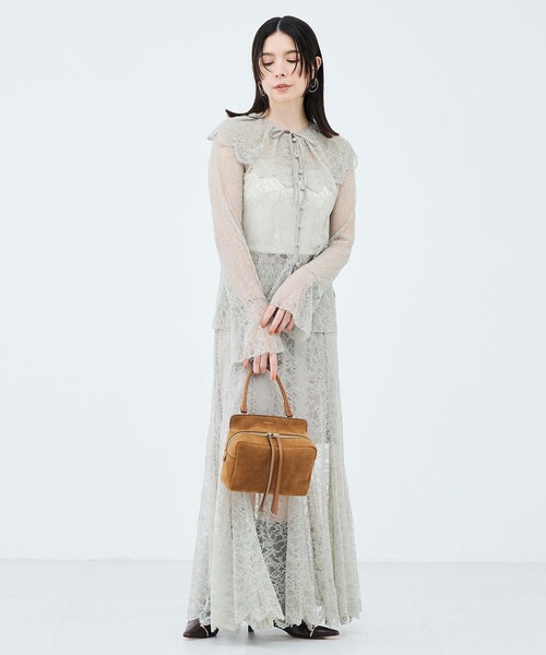 NOLLEY’S Sophi（ノーリーズソフィ）の「《セットアップ対応》ウォッシャブルラッセルレース付け襟ブラウス（シャツ/ブラウス・レディース・オリーブ/ホワイト・38）」の3枚目の写真