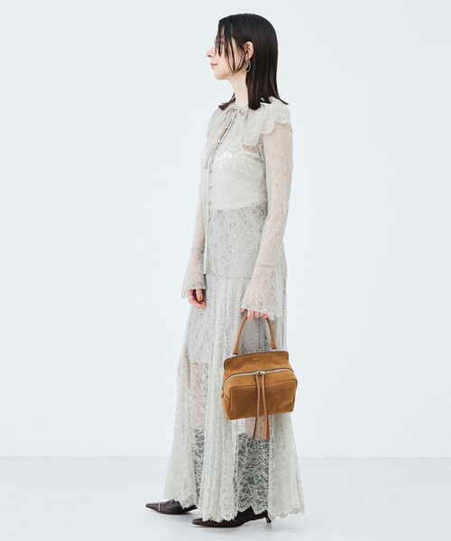 NOLLEY’S Sophi（ノーリーズソフィ）の「《セットアップ対応》ウォッシャブルラッセルレース付け襟ブラウス（シャツ/ブラウス・レディース・オリーブ/ホワイト・38）」の4枚目の写真