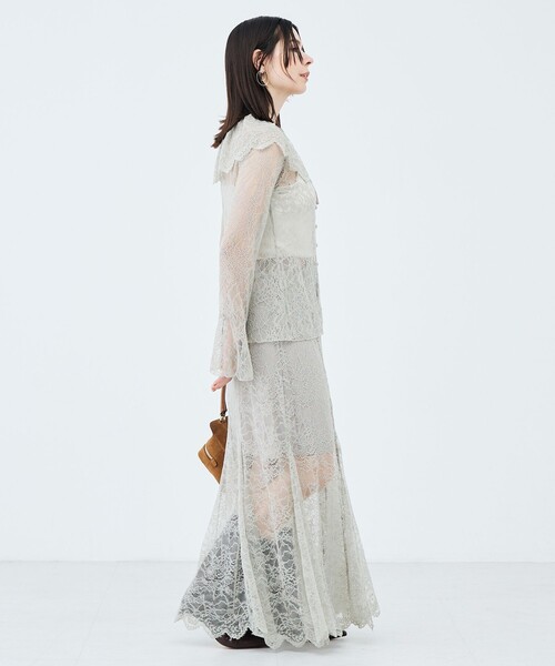 NOLLEY’S Sophi（ノーリーズソフィ）の「《セットアップ対応》ウォッシャブルラッセルレース付け襟ブラウス（シャツ/ブラウス・レディース・オリーブ/ホワイト・38）」の9枚目の写真
