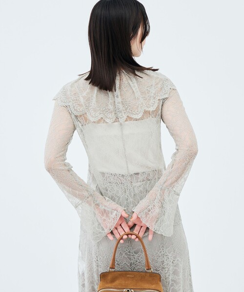 NOLLEY’S Sophi（ノーリーズソフィ）の「《セットアップ対応》ウォッシャブルラッセルレース付け襟ブラウス（シャツ/ブラウス・レディース・オリーブ/ホワイト・38）」の16枚目の写真