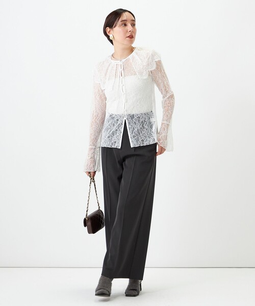 NOLLEY’S Sophi（ノーリーズソフィ）の「《セットアップ対応》ウォッシャブルラッセルレース付け襟ブラウス（シャツ/ブラウス・レディース・オリーブ/ホワイト・38）」の20枚目の写真