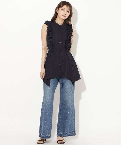 AND COUTURE（アンドクチュール）の「肩フリルノースリーブチュニックブラウス（チュニック・レディース・オフホワイト/イエロー/ネイビー・FREE）」の12枚目の写真