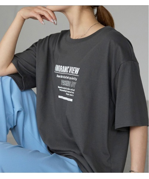 LAUTRE COTE（ロウトレコウト）の「ビッグシルエットラバープリントTEE（Tシャツ/カットソー・レディース・ブラック/チャコールグレー/ホワイト・FREE）」の4枚目の写真