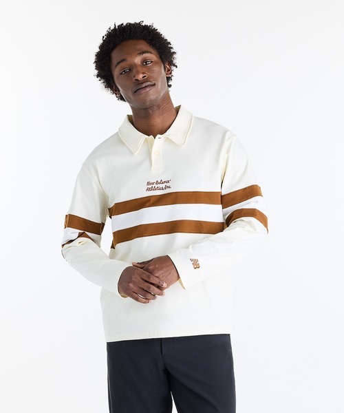 NEW BALANCE(ニューバランス)の「スポーツレガシーラグビーロングスリーブTシャツ(Tシャツ/カットソー・メンズ・アイボリー/スミクロ・MEDIUM/XX-LARGE/X-LARGE)」の1枚目の写真