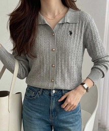GeeRA別注【U.S. POLO ASSN.】衿付ミニケーブルカーデ