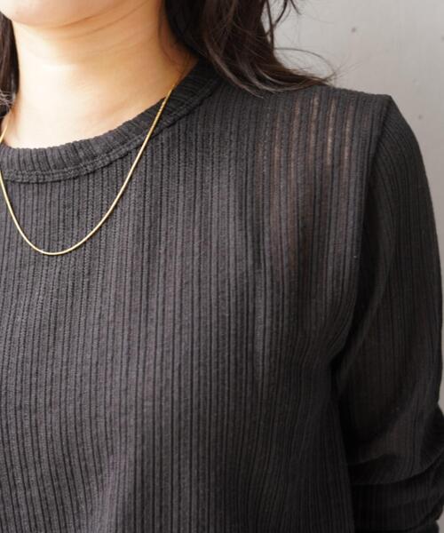 YENN（イエン）の「YENN（イエン）STRIPE SHEER RIB TEE（Tシャツ/カットソー・レディース・アイボリー/ブラック・F）」の6枚目の写真