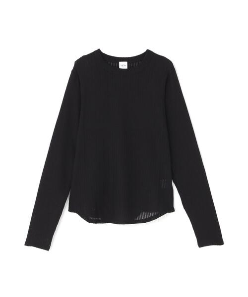 YENN（イエン）の「YENN（イエン）STRIPE SHEER RIB TEE（Tシャツ/カットソー・レディース・アイボリー/ブラック・F）」の7枚目の写真