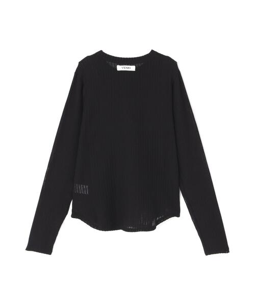 YENN（イエン）の「YENN（イエン）STRIPE SHEER RIB TEE（Tシャツ/カットソー・レディース・アイボリー/ブラック・F）」の8枚目の写真