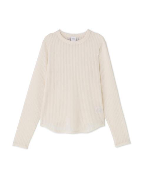 YENN（イエン）の「YENN（イエン）STRIPE SHEER RIB TEE（Tシャツ/カットソー・レディース・アイボリー/ブラック・F）」の13枚目の写真
