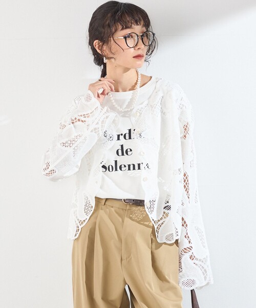 SHIPS Colors:〈手洗い可能〉スカラップ レース ノーカラー ジャケット