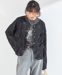 SHIPS Colors:〈手洗い可能〉スカラップ レース ノーカラー ジャケット