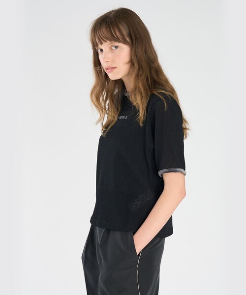 To b. by agnes b.(トゥービーバイアニエスベー)の「ロゴ ワッフルTシャツ(Tシャツ/カットソー・レディース・ブラック・FREE)」の3枚目の写真