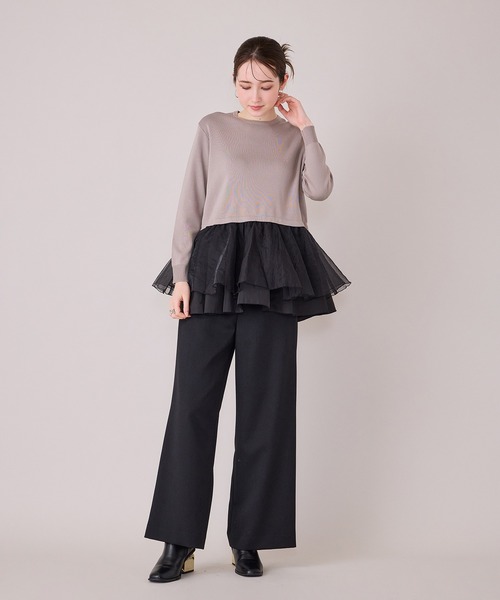 Audie a Muses（オーディアミューズ）の「裾シアーペプラムニットプルオーバー（ニット/セーター・レディース・グレー/ブラック・42/38）」の11枚目の写真