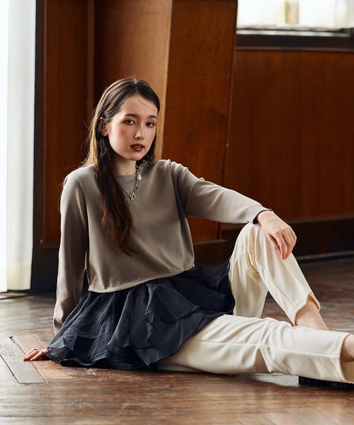 Audie a Muses（オーディアミューズ）の「裾シアーペプラムニットプルオーバー（ニット/セーター・レディース・グレー/ブラック・42/38）」の9枚目の写真