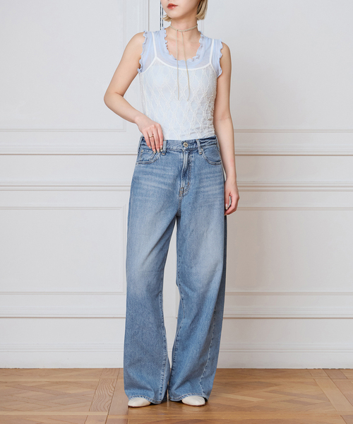 NEEDBY heritage(ニードバイヘリテージ)の「NEEDBY heritage ニードバイヘリテージ MILEY L85307237(デニムパンツ・レディース・ネイビー/サックスブルー・25/26/24/27)」の4枚目の写真