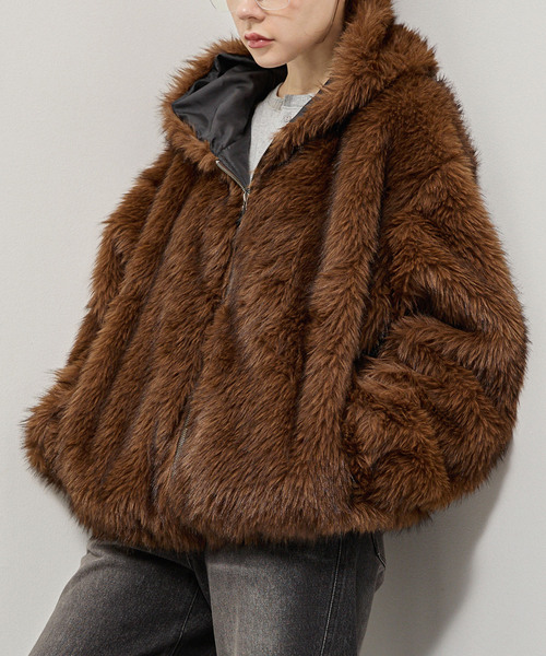 Alfred Alex】Faux Fur Hooded Blouson / オーバーサイズ フードファー