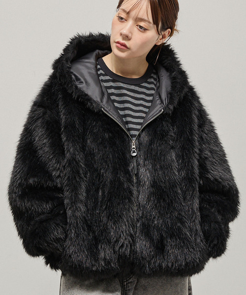 Alfred Alex】Faux Fur Hooded Blouson / オーバーサイズ フードファー