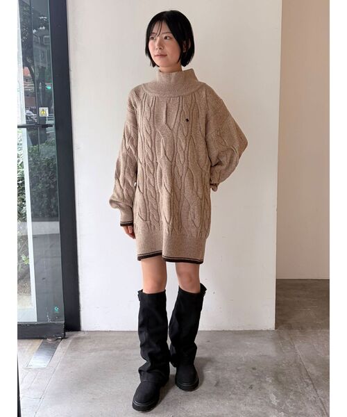 LAGUNAMOON(ラグナムーン)の「【POLO BCSコラボ】ケーブルニットミニワンピース(ワンピース・レディース・チャコールグレー/レッド/ベージュ・FREE)」の7枚目の写真